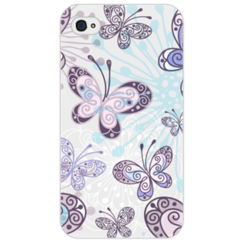 Заказать чехол для iPhone 4/4S в Москве. Чехол для iPhone 4/4S Фиолетовые бабочки от weeert - готовые дизайны и нанесение принтов.