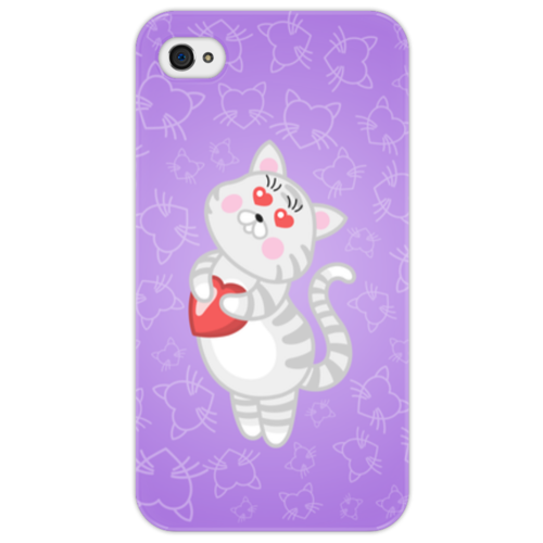 Заказать чехол для iPhone 4/4S в Москве. Чехол для iPhone 4/4S Влюбленная кошечка от Ordwen - готовые дизайны и нанесение принтов.