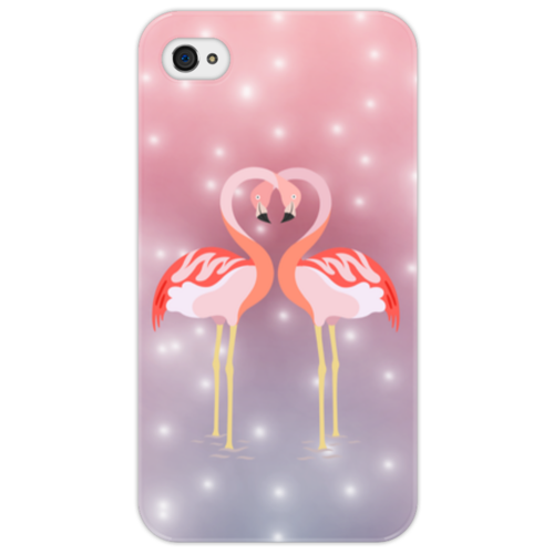 Заказать чехол для iPhone 4/4S в Москве. Чехол для iPhone 4/4S Влюбленные фламинго от Ordwen - готовые дизайны и нанесение принтов.