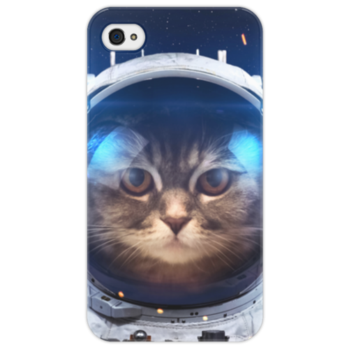 Заказать чехол для iPhone 4/4S в Москве. Чехол для iPhone 4/4S Котосмонавт от Media M  - готовые дизайны и нанесение принтов.