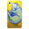 Заказать чехол для iPhone 4/4S в Москве. Чехол для iPhone 4/4S Синий кот на желтой подушке  от Sonya Kant - готовые дизайны и нанесение принтов.