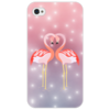 Заказать чехол для iPhone 4/4S в Москве. Чехол для iPhone 4/4S Влюбленные фламинго от Ordwen - готовые дизайны и нанесение принтов.