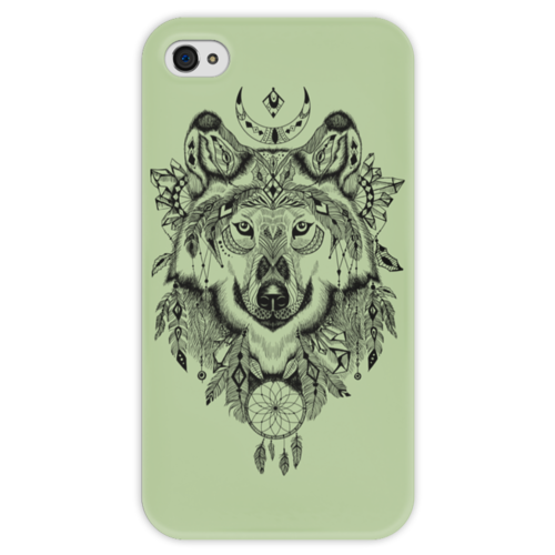 Заказать чехол для iPhone 4/4S в Москве. Чехол для iPhone 4 глянцевый, с полной запечаткой Тотем. Волк от Александр Гришин - готовые дизайны и нанесение принтов.