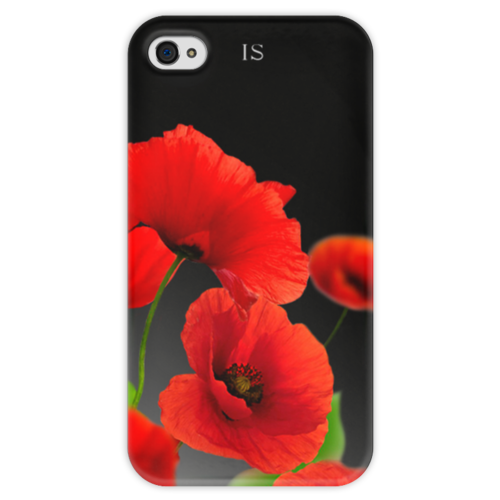 Заказать чехол для iPhone 4/4S в Москве. Чехол для iPhone 4 глянцевый, с полной запечаткой Красные маки  от malaxoffka - готовые дизайны и нанесение принтов.