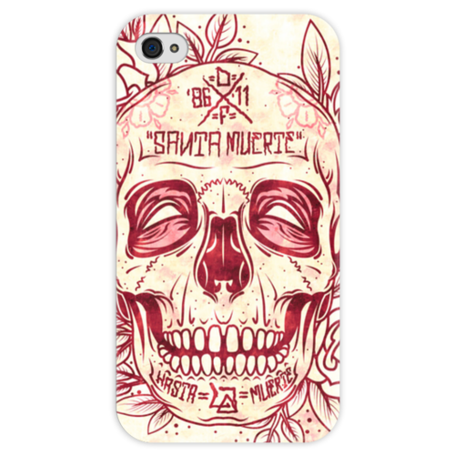 Заказать чехол для iPhone 4/4S в Москве. Чехол для iPhone 4 глянцевый, с полной запечаткой Santa Muerte skull от scoopysmith - готовые дизайны и нанесение принтов.
