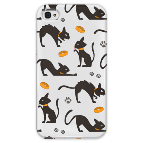 Заказать чехол для iPhone 4/4S в Москве. Чехол для iPhone 4 глянцевый, с полной запечаткой Чёрные кошки от BeliySlon - готовые дизайны и нанесение принтов.