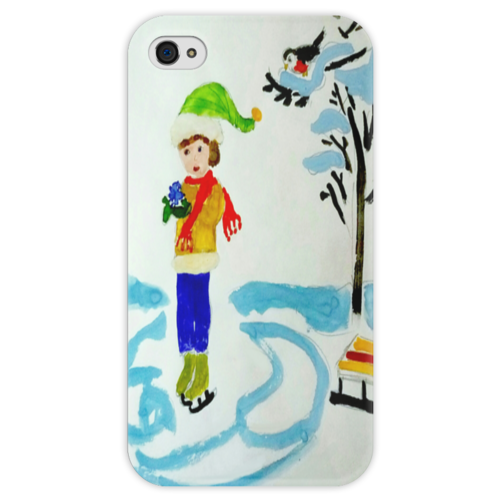 Заказать чехол для iPhone 4/4S в Москве. Чехол для iPhone 4 глянцевый, с полной запечаткой Зимние забавы от mrs-snit@yandex.ru - готовые дизайны и нанесение принтов.