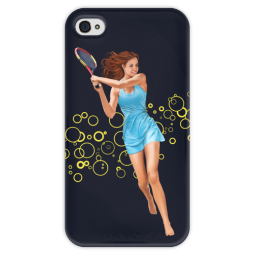 Заказать чехол для iPhone 4/4S в Москве. Чехол для iPhone 4 глянцевый, с полной запечаткой Девушка с теннисной ракеткой от Shdomon - готовые дизайны и нанесение принтов.