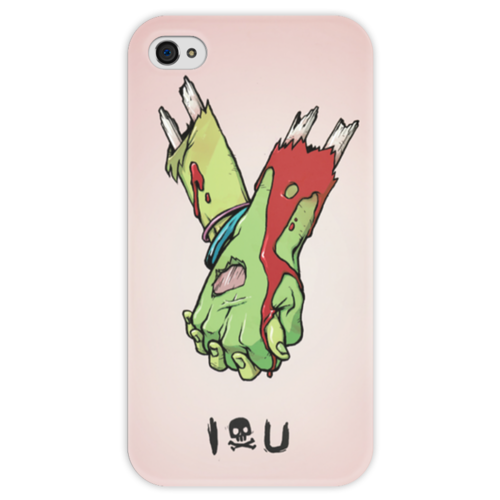 Заказать чехол для iPhone 4/4S в Москве. Чехол для iPhone 4 глянцевый, с полной запечаткой I love you (зомби) от Илья Щеблецов - готовые дизайны и нанесение принтов.