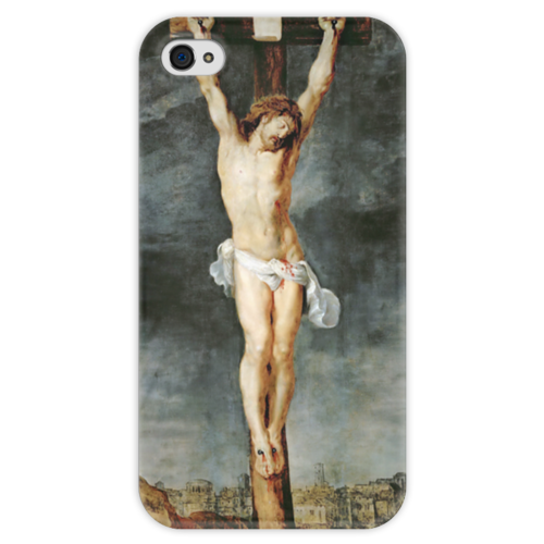Заказать чехол для iPhone 4/4S в Москве. Чехол для iPhone 4 глянцевый, с полной запечаткой Христос на кресте от trend - готовые дизайны и нанесение принтов.