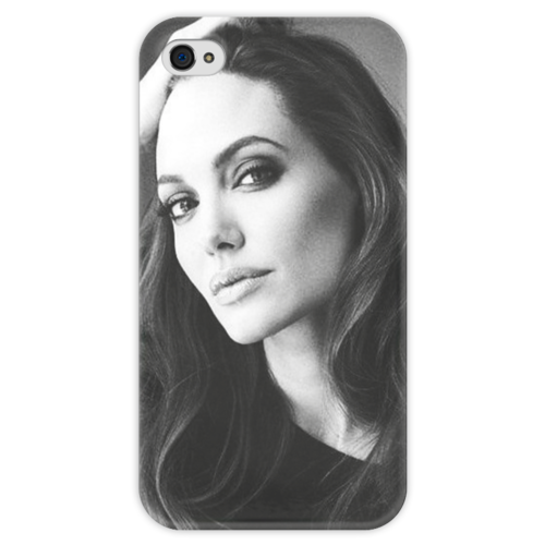 Заказать чехол для iPhone 4/4S в Москве. Чехол для iPhone 4 глянцевый, с полной запечаткой Анджелина Джолли  от оплорло пдпгрлшшо - готовые дизайны и нанесение принтов.