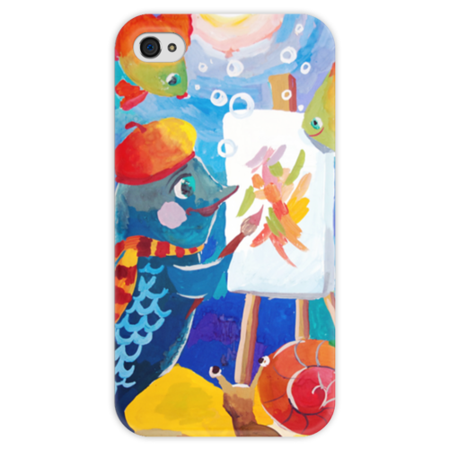 Заказать чехол для iPhone 4/4S в Москве. Чехол для iPhone 4 глянцевый, с полной запечаткой Подводный мир от Рисуя Добро - готовые дизайны и нанесение принтов.