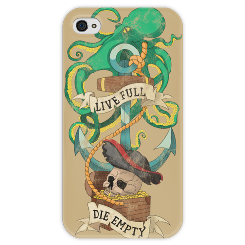 Заказать чехол для iPhone 4/4S в Москве. Чехол для iPhone 4 глянцевый, с полной запечаткой Осьминог от RED'S - готовые дизайны и нанесение принтов.
