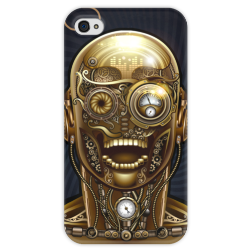 Заказать чехол для iPhone 4/4S в Москве. Чехол для iPhone 4 глянцевый, с полной запечаткой Стимпанк-голова от Hardgott - готовые дизайны и нанесение принтов.