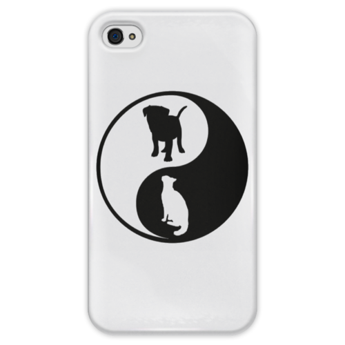 Заказать чехол для iPhone 4/4S в Москве. Чехол для iPhone 4 глянцевый, с полной запечаткой Инь и ян от YellowCloverShop - готовые дизайны и нанесение принтов.