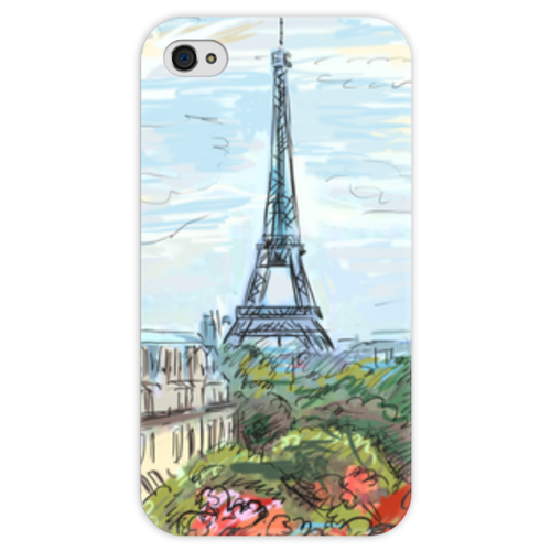 Заказать чехол для iPhone 4/4S в Москве. Чехол для iPhone 4 глянцевый, с полной запечаткой Эйфелева башня от Александр Гришин - готовые дизайны и нанесение принтов.