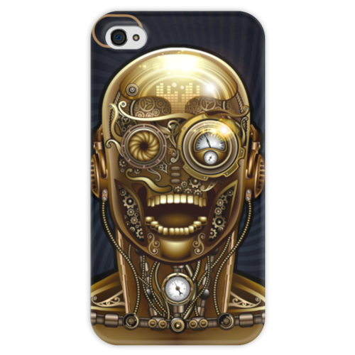 Заказать чехол для iPhone 4/4S в Москве. Чехол для iPhone 4 глянцевый, с полной запечаткой Стимпанк-голова от Hardgott - готовые дизайны и нанесение принтов.