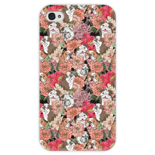 Заказать чехол для iPhone 4/4S в Москве. Чехол для iPhone 4 глянцевый, с полной запечаткой Dogs and flowers от Илья Щеблецов - готовые дизайны и нанесение принтов.