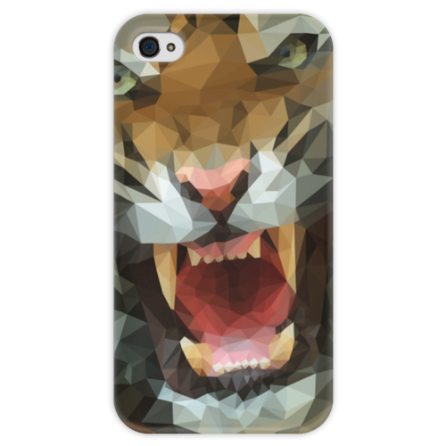 Заказать чехол для iPhone 4/4S в Москве. Чехол для iPhone 4 глянцевый, с полной запечаткой Polygon tiger от scoopysmith - готовые дизайны и нанесение принтов.