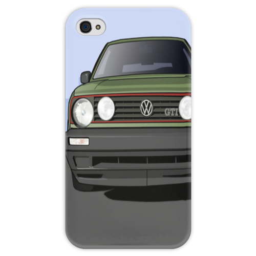 Заказать чехол для iPhone 4/4S в Москве. Чехол для iPhone 4 глянцевый, с полной запечаткой VW Golf MK2 от jendr - готовые дизайны и нанесение принтов.