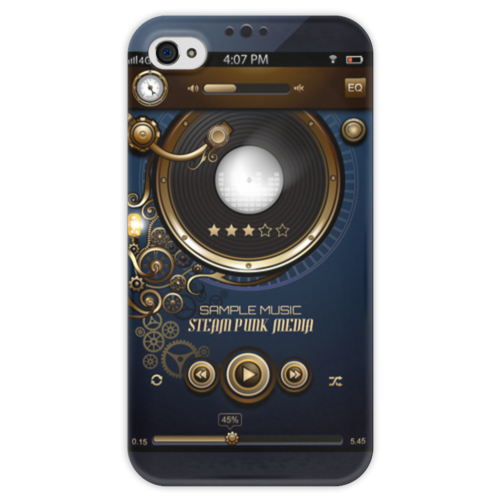 Заказать чехол для iPhone 4/4S в Москве. Чехол для iPhone 4 глянцевый, с полной запечаткой Стимпанк-музыка от Hardgott - готовые дизайны и нанесение принтов.