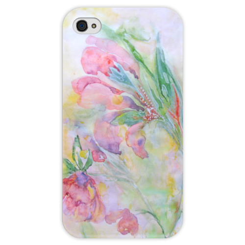 Заказать чехол для iPhone 4/4S в Москве. Чехол для iPhone 4 глянцевый, с полной запечаткой Мальва. Декор от Anna Lomachenko - готовые дизайны и нанесение принтов.