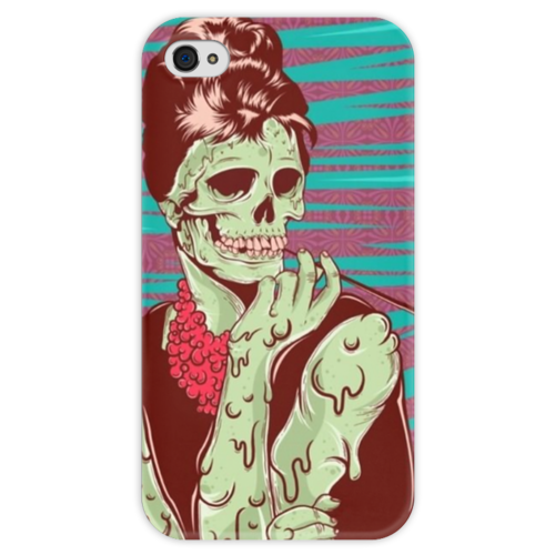 Заказать чехол для iPhone 4/4S в Москве. Чехол для iPhone 4 глянцевый, с полной запечаткой Одри Хепберн (зомби) от Илья Щеблецов - готовые дизайны и нанесение принтов.
