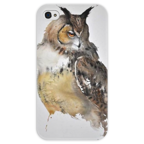 Заказать чехол для iPhone 4/4S в Москве. Чехол для iPhone 4 глянцевый, с полной запечаткой Watercolor owl от alexis96 - готовые дизайны и нанесение принтов.