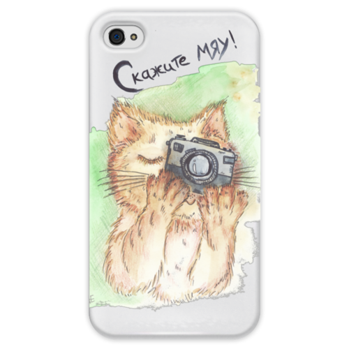 Заказать чехол для iPhone 4/4S в Москве. Чехол для iPhone 4 глянцевый, с полной запечаткой Скажите мяу от elenavishenka@yandex.ru - готовые дизайны и нанесение принтов.