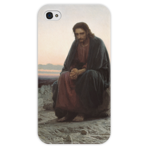 Заказать чехол для iPhone 4/4S в Москве. Чехол для iPhone 4 глянцевый, с полной запечаткой Христос в пустыне (картина Крамского) от trend - готовые дизайны и нанесение принтов.