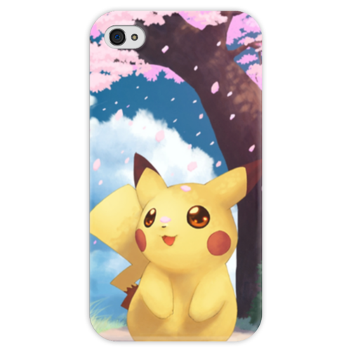 Заказать чехол для iPhone 4/4S в Москве. Чехол для iPhone 4 глянцевый, с полной запечаткой Pikachu artwork от jendr - готовые дизайны и нанесение принтов.