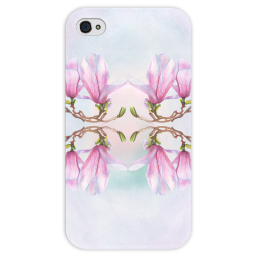 Заказать чехол для iPhone 4/4S в Москве. Чехол для iPhone 4 глянцевый, с полной запечаткой Магнолия от artoutloop - готовые дизайны и нанесение принтов.