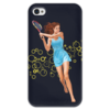 Заказать чехол для iPhone 4/4S в Москве. Чехол для iPhone 4 глянцевый, с полной запечаткой Девушка с теннисной ракеткой от Shdomon - готовые дизайны и нанесение принтов.
