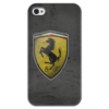 Заказать чехол для iPhone 4/4S в Москве. Чехол для iPhone 4 глянцевый, с полной запечаткой Ferrari logo от nikitosd - готовые дизайны и нанесение принтов.