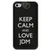 Заказать чехол для iPhone 4/4S в Москве. Чехол для iPhone 4 глянцевый, с полной запечаткой Keep calm and Love JDM от PUGGYSHOP - готовые дизайны и нанесение принтов.
