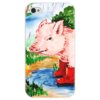 Заказать чехол для iPhone 4/4S в Москве. Чехол для iPhone 4 глянцевый, с полной запечаткой Маленькая свинка от Рисуя Добро - готовые дизайны и нанесение принтов.