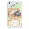 Заказать чехол для iPhone 4/4S в Москве. Чехол для iPhone 4 глянцевый, с полной запечаткой Скажите мяу от elenavishenka@yandex.ru - готовые дизайны и нанесение принтов.