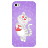 Заказать чехол для iPhone 4/4S в Москве. Чехол для iPhone 4 глянцевый, с полной запечаткой Влюбленная кошечка от Ordwen - готовые дизайны и нанесение принтов.