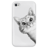 Заказать чехол для iPhone 4/4S в Москве. Чехол для iPhone 4 глянцевый, с полной запечаткой Любопытный кот от mug-shop - готовые дизайны и нанесение принтов.