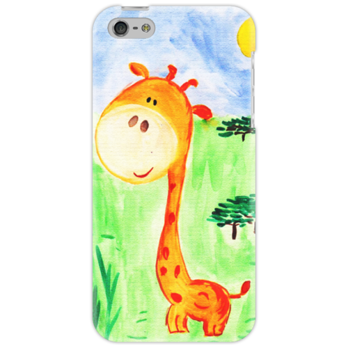 Заказать чехол для iPhone 5/5S в Москве. Чехол для iPhone 5 Милый жираф от Рисуя Добро - готовые дизайны и нанесение принтов.