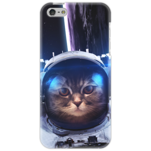 Заказать чехол для iPhone 5/5S в Москве. Чехол для iPhone 5 Кот космонавт от The Spaceway  - готовые дизайны и нанесение принтов.