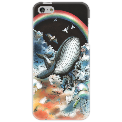 Заказать чехол для iPhone 5/5S в Москве. Чехол для iPhone 5 Летающий кит от kiteshi - готовые дизайны и нанесение принтов.