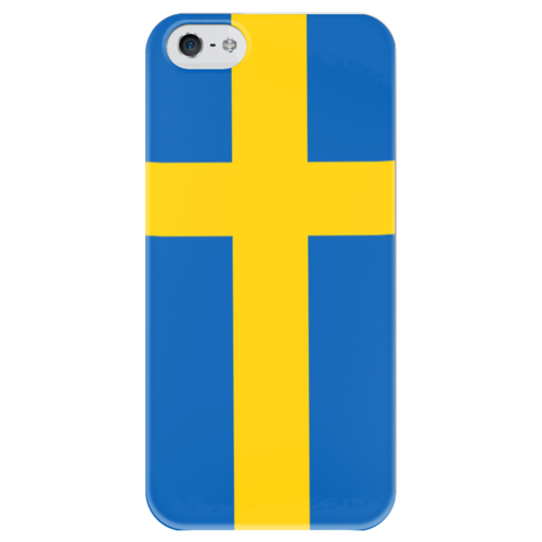 Заказать чехол для iPhone 5/5S в Москве. Чехол для iPhone 5 глянцевый, с полной запечаткой Флаг Швеции от sergey48 - готовые дизайны и нанесение принтов.