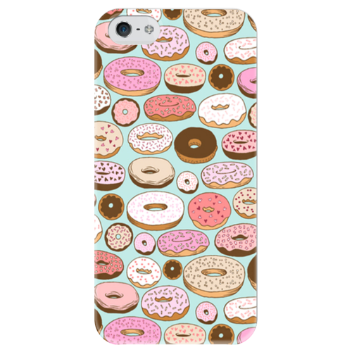 Заказать чехол для iPhone 5/5S в Москве. Чехол для iPhone 5 глянцевый, с полной запечаткой Пончики от huliadevika - готовые дизайны и нанесение принтов.