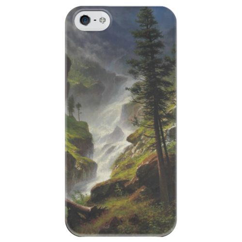 Заказать чехол для iPhone 5/5S в Москве. Чехол для iPhone 5 глянцевый, с полной запечаткой Rocky Mountain Waterfall от trend - готовые дизайны и нанесение принтов.