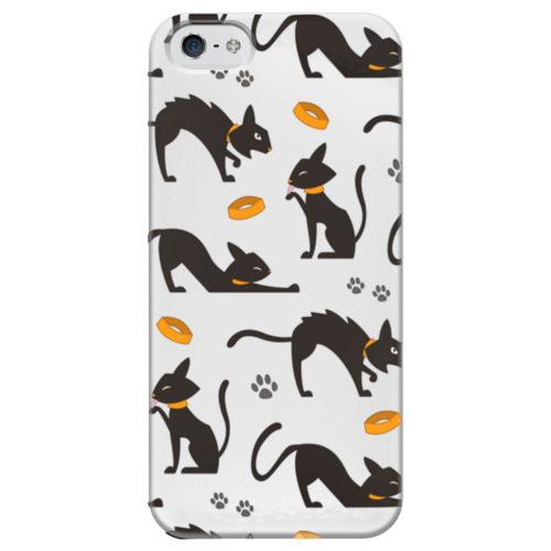 Заказать чехол для iPhone 5/5S в Москве. Чехол для iPhone 5 глянцевый, с полной запечаткой Чёрные кошки от BeliySlon - готовые дизайны и нанесение принтов.