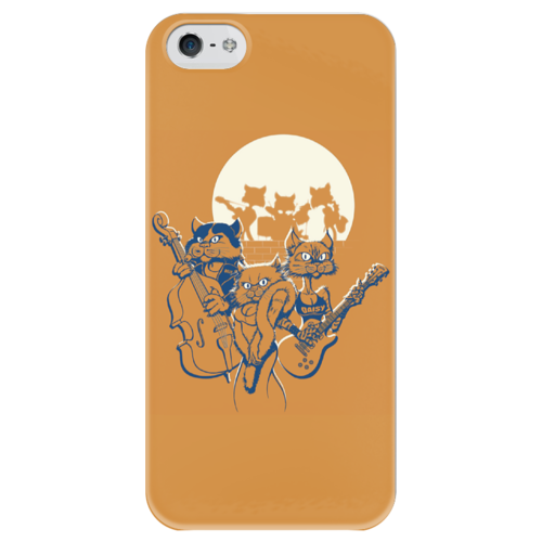 Заказать чехол для iPhone 5/5S в Москве. Чехол для iPhone 5 глянцевый, с полной запечаткой Кошачий концерт от Виктор Гришин - готовые дизайны и нанесение принтов.