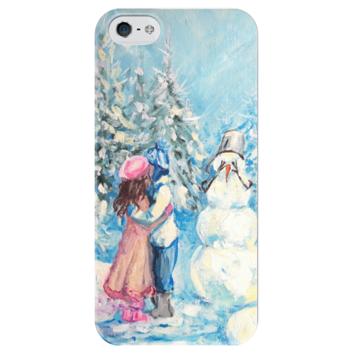 Заказать чехол для iPhone 5/5S в Москве. Чехол для iPhone 5 глянцевый, с полной запечаткой Смущенный снеговик от dekuzmin5 - готовые дизайны и нанесение принтов.