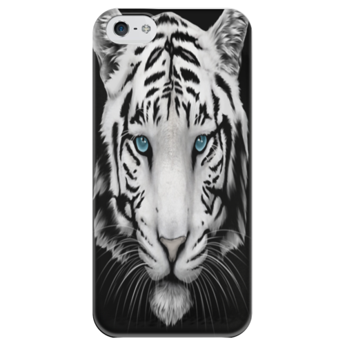 Заказать чехол для iPhone 5/5S в Москве. Чехол для iPhone 5 глянцевый, с полной запечаткой Белый тигр от THE_NISE  - готовые дизайны и нанесение принтов.