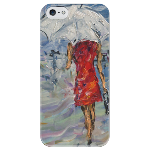 Заказать чехол для iPhone 5/5S в Москве. Чехол для iPhone 5 глянцевый, с полной запечаткой Девушка в красном от rikart - готовые дизайны и нанесение принтов.